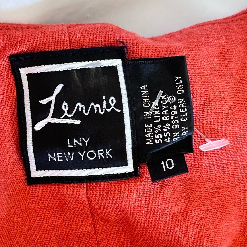LENNIE New York Vintage 90s Linen Maxi Dress Sweetheart Neckline Coral Size 10 M - Picture 12 of 12